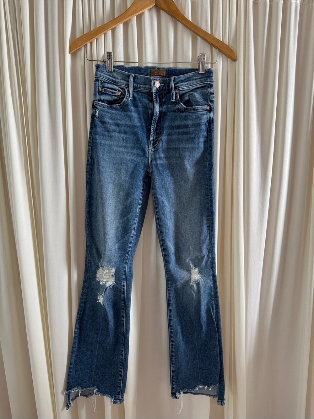 MOTHER Denim The Insider Crop Step Fray Jeans Wicked Wildflower Kick Flare Sz 24 - Picture 2 of 8